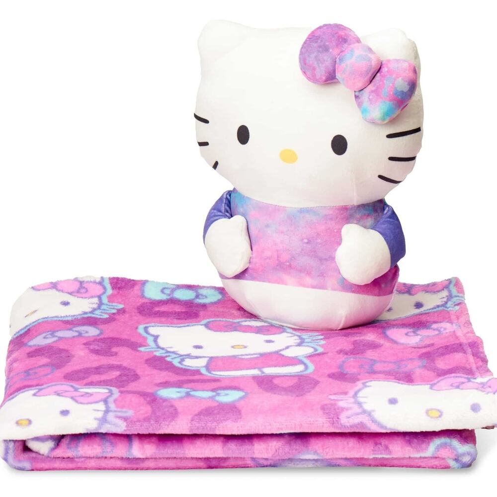 BRAND NEW ~ Sanrio Pink Hello Kitty Fuzzy Throw Blanket & Large Stuffed Hugger
